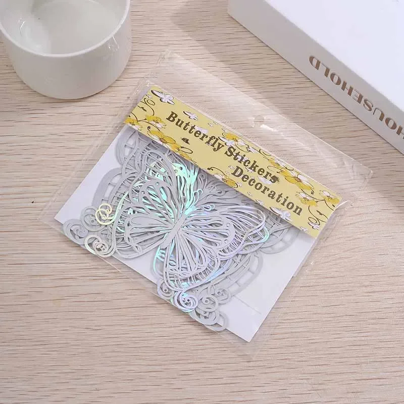 3D Texture Lines Hollow Butterfly Wall Pasted Polka Dot Dazzling Refrigerator Window Home Holiday Decoration Stickers Crafts