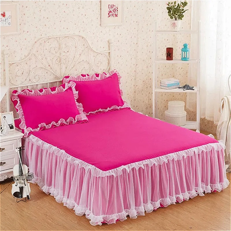 Obrázek 6: 1ks elegantní kněžna postel sukně protiskluzový matrace zakrýt nabíranou krajka postel sukně prostěradlo ochránce bedspread ne povlak na polštář