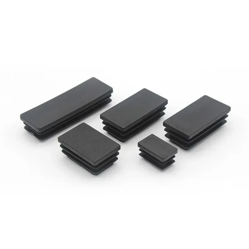 Black Pe Plastic Square Tube Pipe Plug Rectangle Blanking End Caps Inserts Bung Table Chair Feet Pad Inserts For Steel Tube Pipe