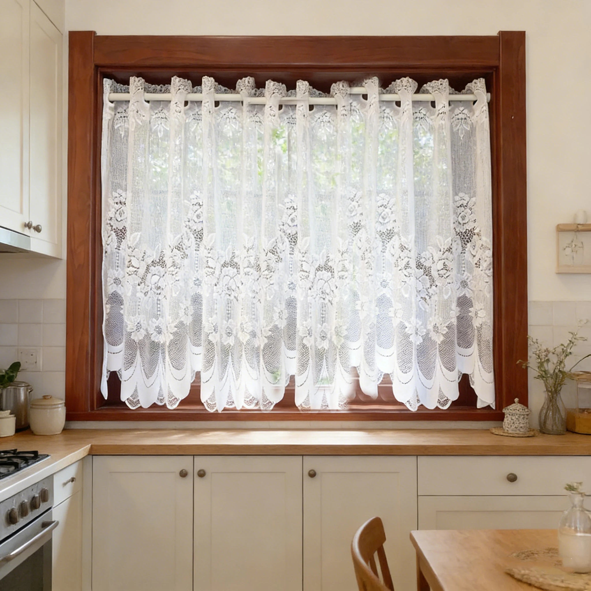 Korean small fresh white lace mesh sheer flower coffee half curtain door kitchen bedroom window partition curtain drape QT030-40