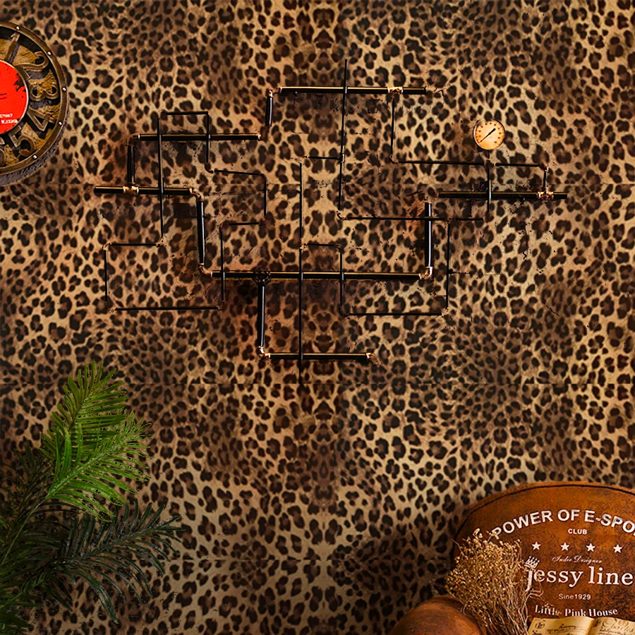 Leopard Print Self-adhesive Wallpaper for Home Decoration Dining Room Living Room Bedroom TV Background Wall PVC Sticker
