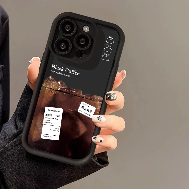 Ice Coffee Painted Case For iPhone 11 14 12 13 15 Funda 15 Pro Max X XR XS Max 8 7 14 15 Plus SE 2020 2022 iPhone11 Bumper Cover