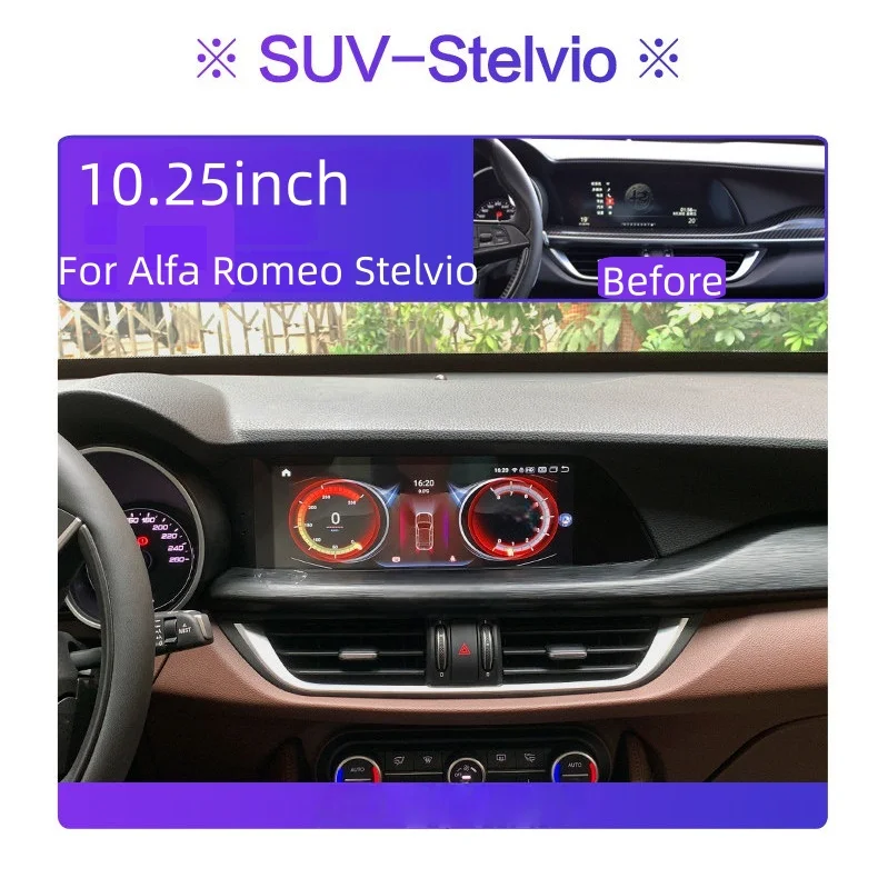 Android 14 For Alfa Romeo Giulia Stelvio 2017 ~2024 Car Radio Automobile Multimedia CarPlay Auto Bluetooth GPS Navigation Stereo