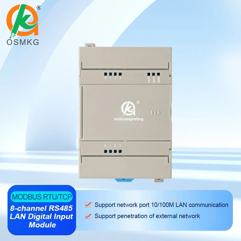 Oshangming 8  Digital Input Module  Data Acquisition 24VDC RS485 Lan Modbus Rtu TCP for Switch Quantity