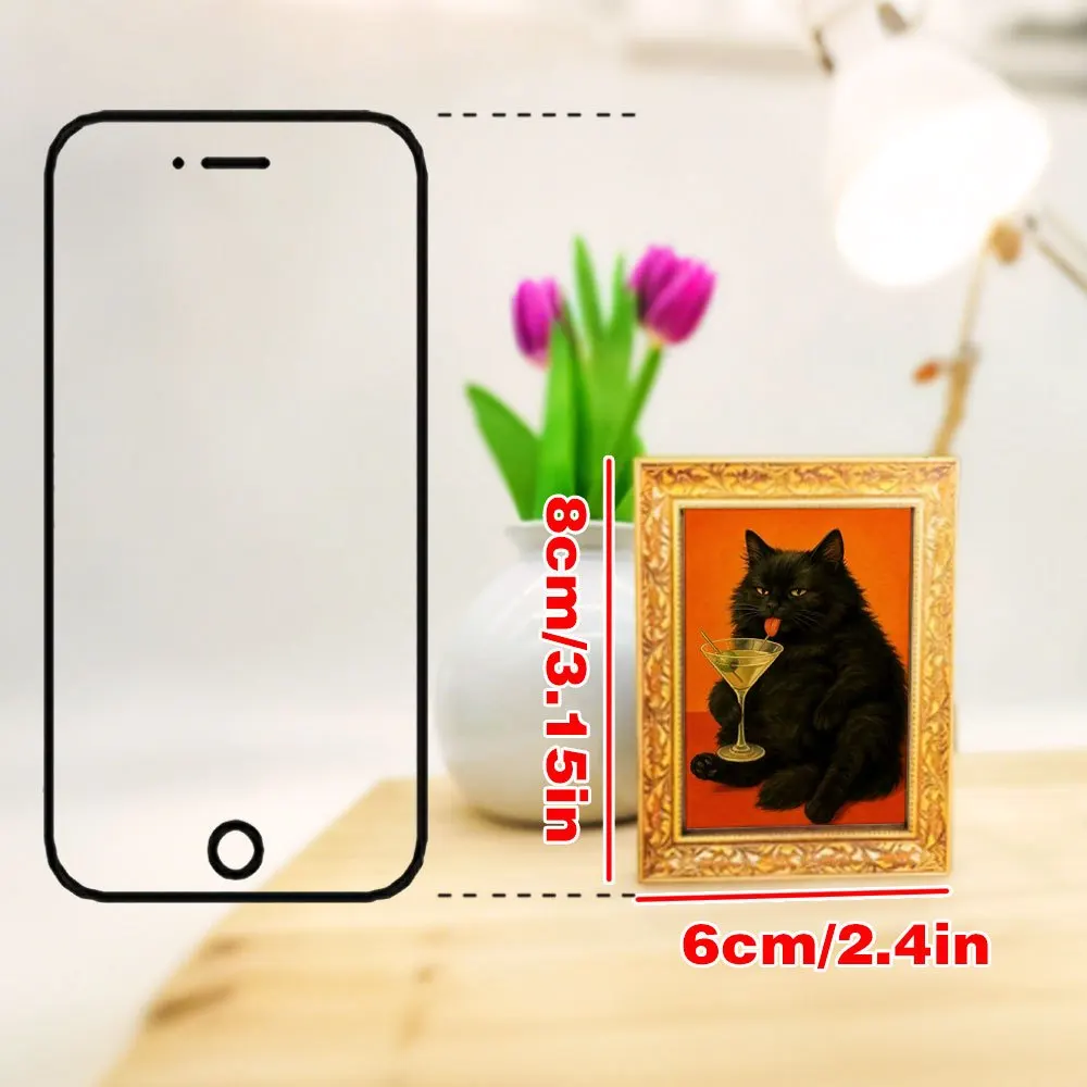 Lustiger Cocktail-Katzen-Kühlschrankmagnet, Retro Martini-Liebende Schwarze Katze Kunst, Holzgerahmter Magnet für Küche, Zuhause & Einzigartige Geschenke – Detail 5