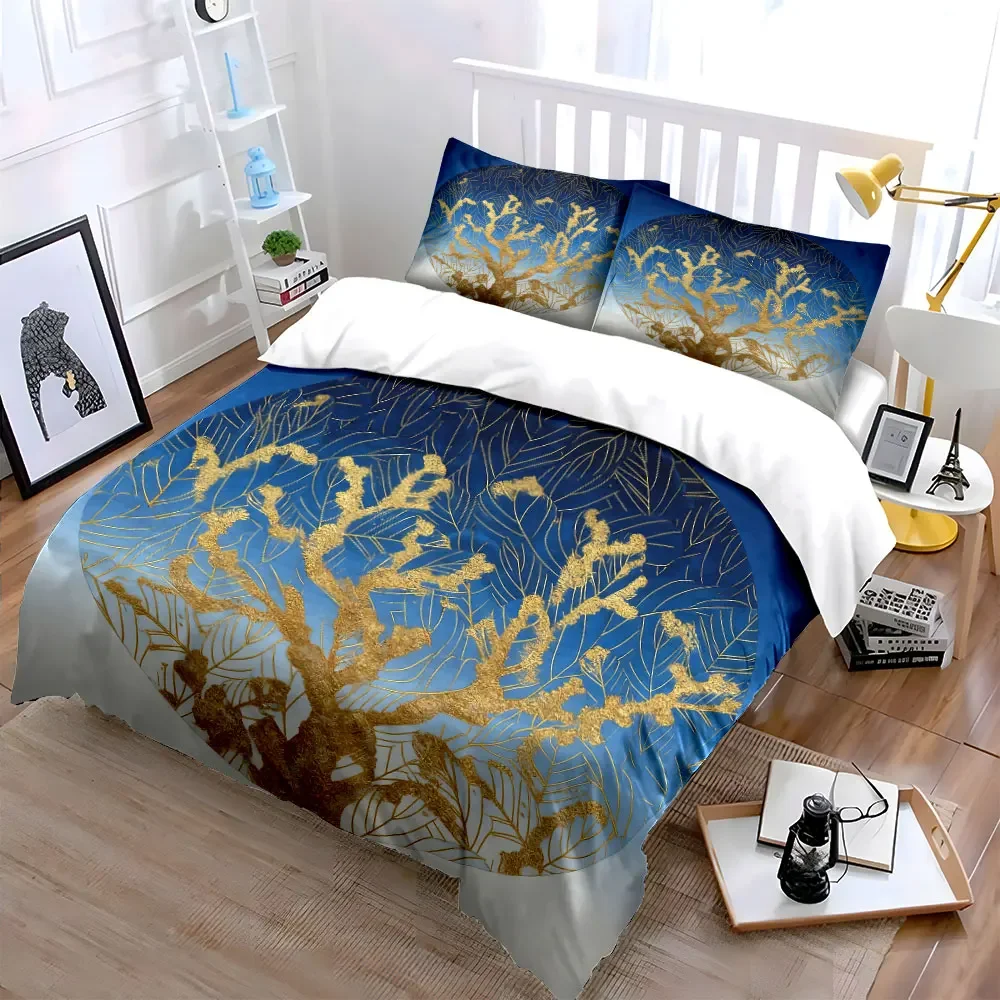 Golden Tree Art Decor Set Soft Comfortable Duvet Cover Bedding Set Included 1*Duvet Cover & 2*Pillowcases, gift