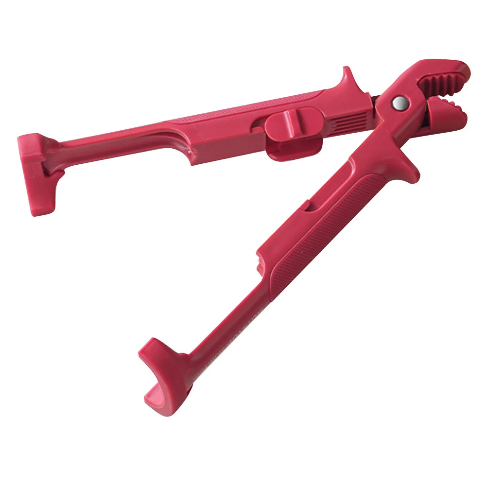 

Kitchen Hot Plate Gripper Red Silicone Hot Dish Bowl Clip Stainless Steel Multi Functional Anti Scalding Plate Tongs Microwave