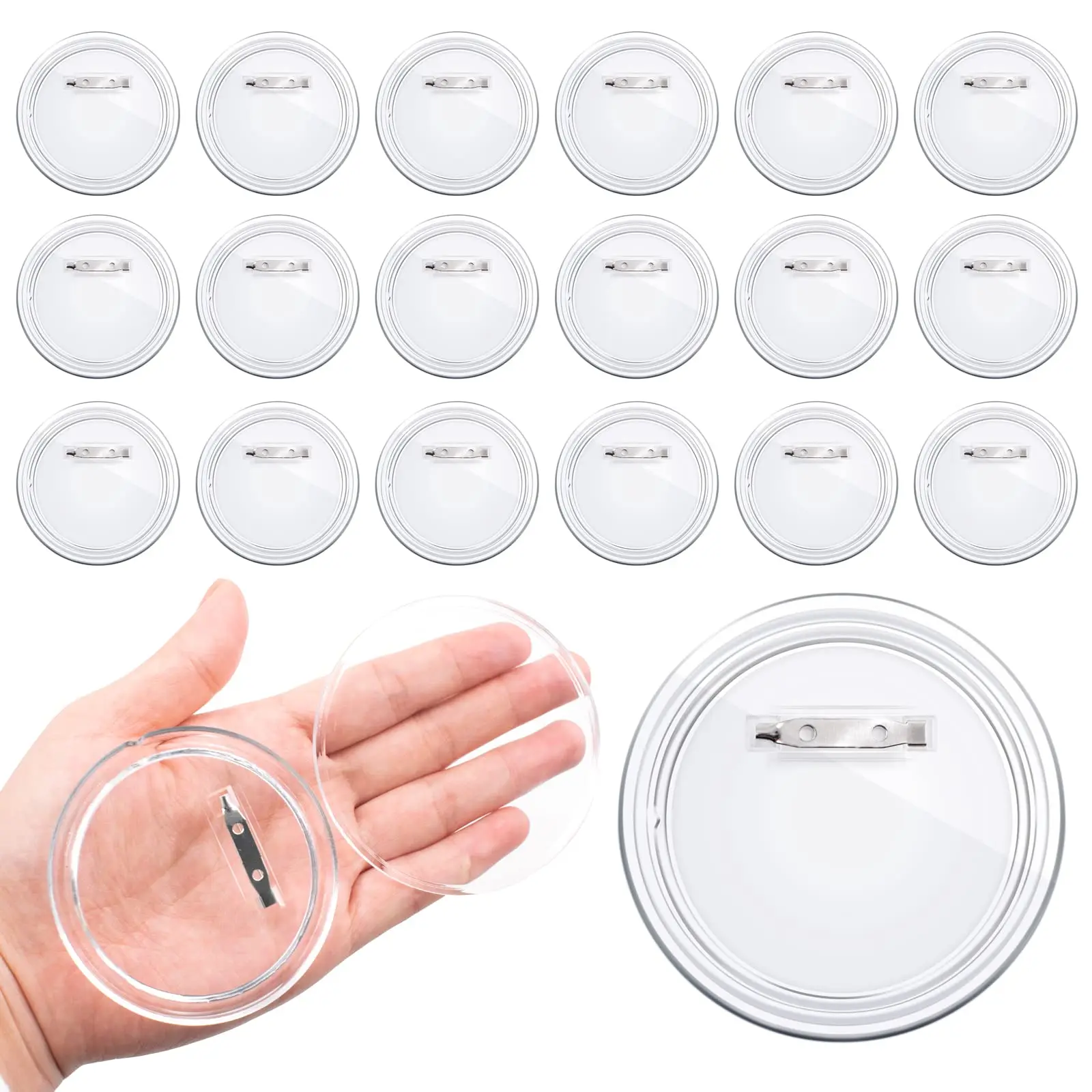 10pcs Acrylic Blank Badge Pin Clear Button Badges Set Acrylic Design DIY Badge Button for Office School Craft Supplies