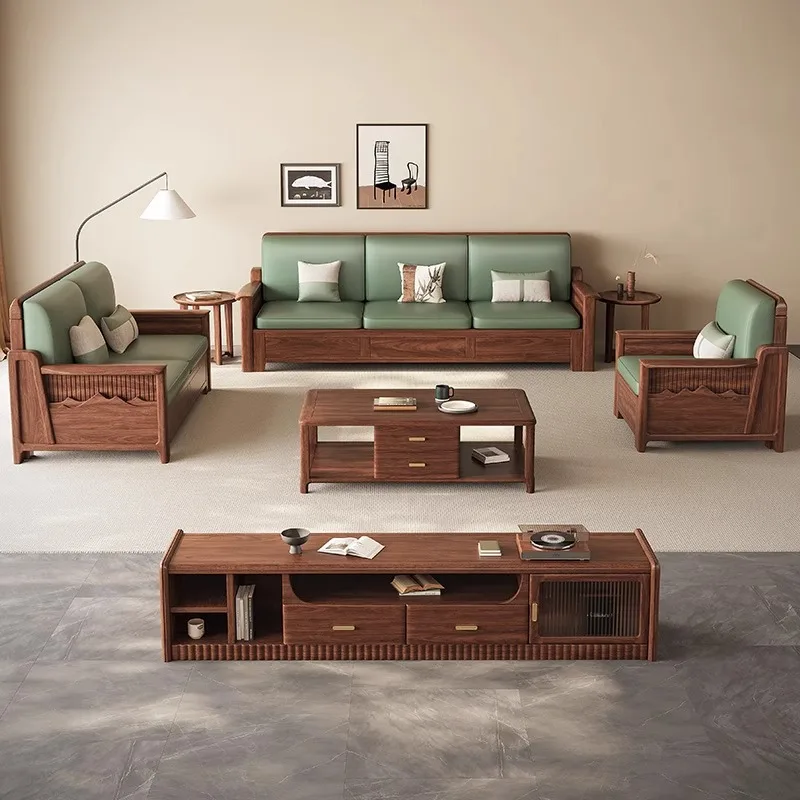 

Customizable Composite Wooden Sofa Modern Storage Wooden Black Walnut