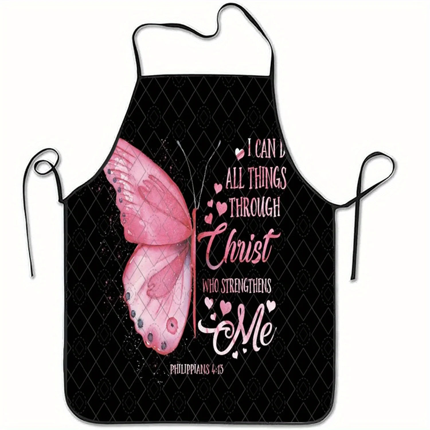 An Inspirational Religious Apron Featuring a And Floral Pattern Sleeveless Polyester Baking Kitchen Apron Unisex for Home Work
