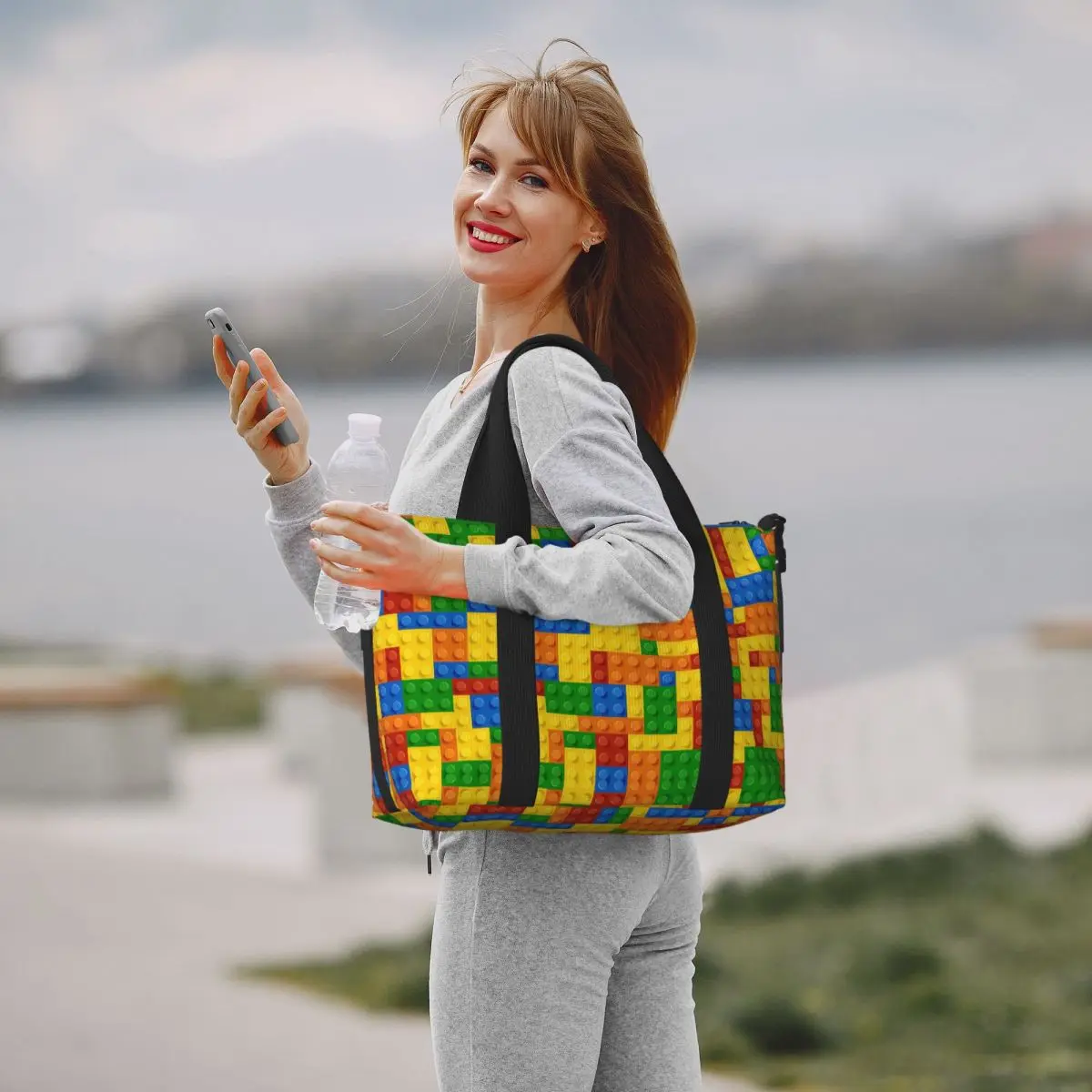 

Building Blocks Construction Brick Beach Travel Bag Large Capacity Tote Bags for Gym Sport Women Shopping Duffle Shoulder Bag