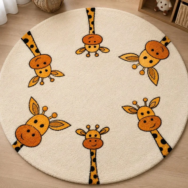 Round Game Rug 3D Gray Elephant Fluffy Mane Lion Cub Printed Circular Carpet Winding River Streams for Apartment Playroom