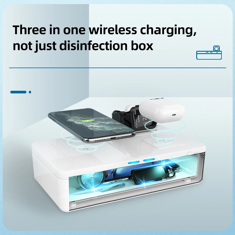 

3 In 1 Wireless Fast Charging Chargers Dock Station Multifunctional Disinfection box For iPhone Apple Watch Airpods Samsung