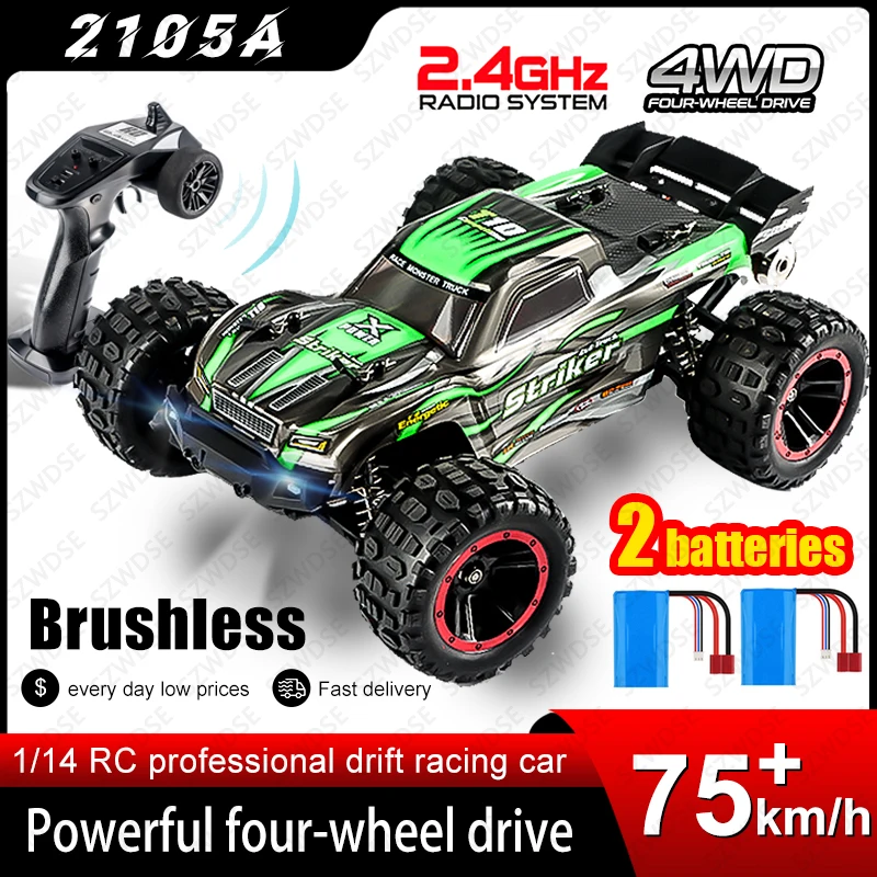 HAIBOXING 2105A 1:14 75KM/H 4WD RC Car Brushless RC Cars High Speed Drift Monster Truck Dual-battery for Kid vs Wltoy 144001 Toy