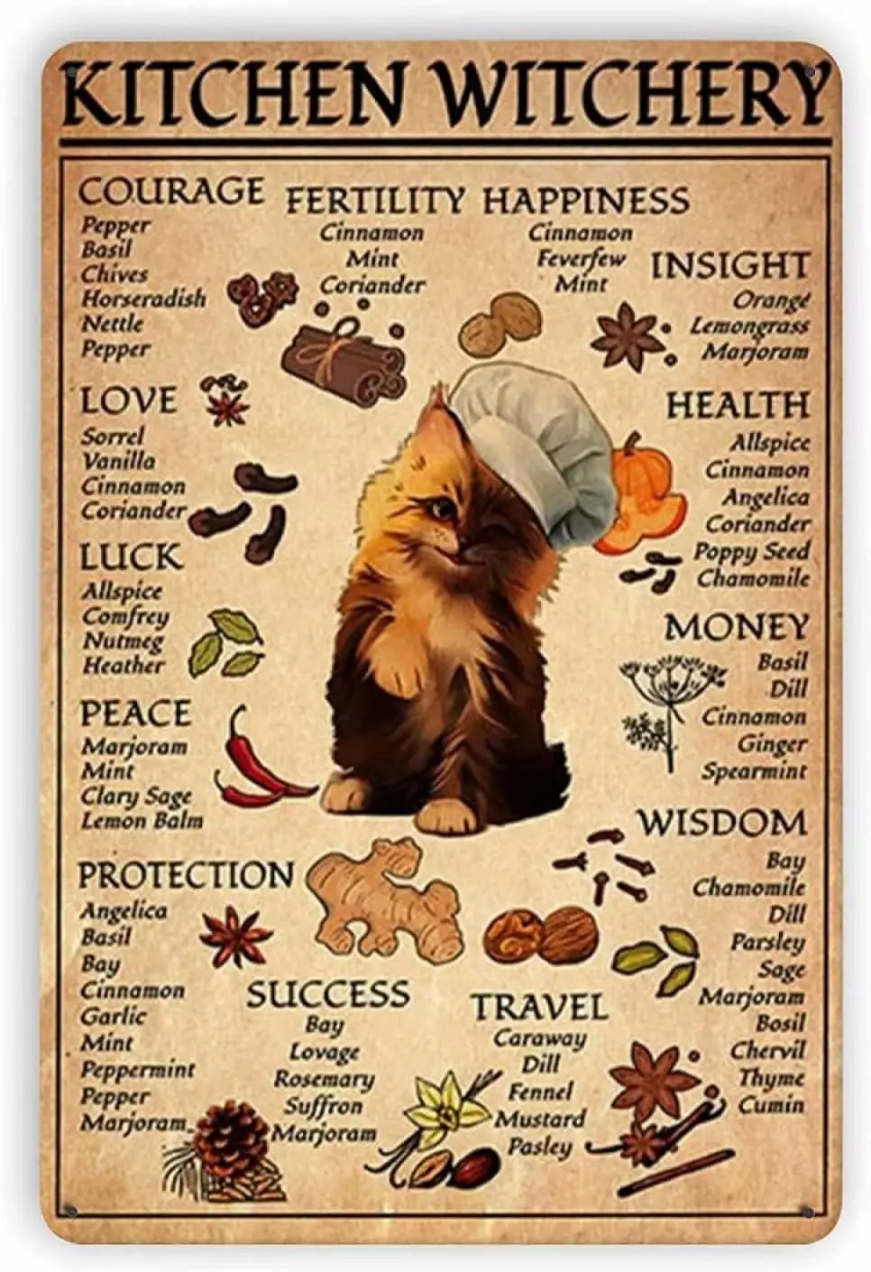QISPIOD Kitchen Witchery Knowledge Witch for Vintage Poster Metal Tin Signs Iron Painting Plaque Wall Decor Bar Club Novelty