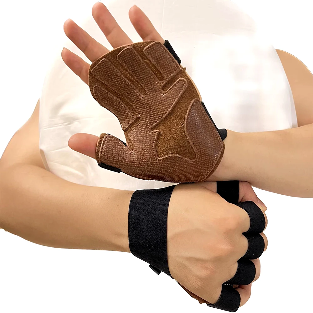 Leather Gym Weight Lifting Gloves with Padded Palm Grip Exercise Workout Gloves for Men Women Weightlifting Pull Ups Training