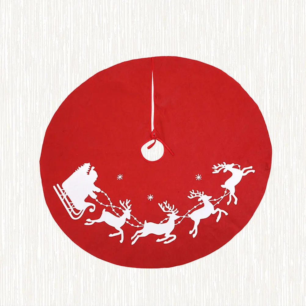 

80Cm Christmas Tree Skirt Elk Pattern Festive Xmas Tree Apron Home Office Party Decoration Red Green Multi Color