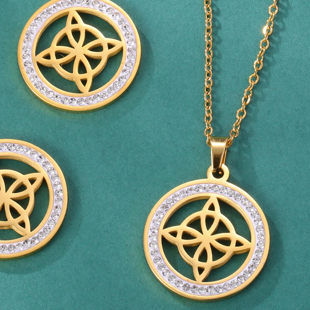 Teamer Collana Vintage con nodo strega per donna collana con ciondolo nodo celtico in acciaio inossidabile con zirconi regalo di gioielli con amuleto di stregoneria