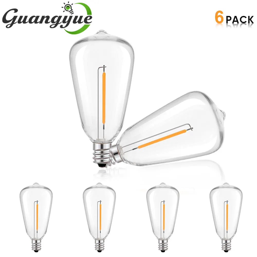 

ST38 LED Replacement Light Bulbs E12 1W Antique Filament Bulbs for Home Clear Shatterproof LED Lamps for Outdoor String Lights