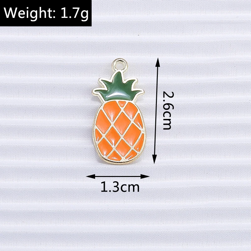 10 teile/los Mix Nette Emaille Obst Apfel Kirsche Ananas Traube Charms für Schmuck Machen Frauen Ohrringe Anhänger Halsketten Geschenke – Detail 6