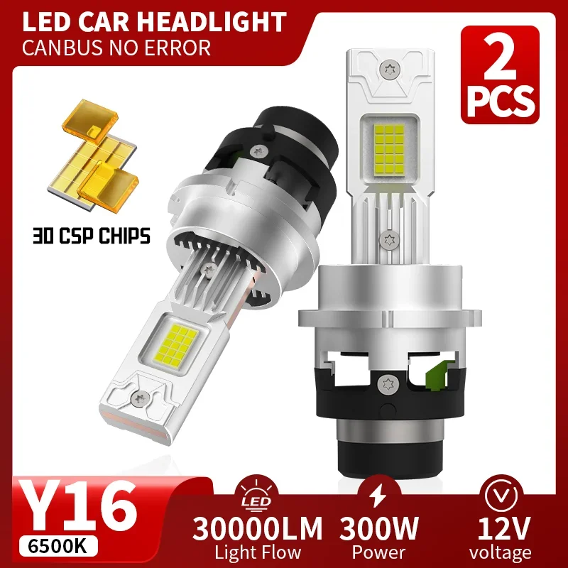 

2PCS Plug&Play D2S/R D4SR LED Headlight HID D1S D3S D5S D8S 6500K Headlamp Bulbs 30000LM Xenon Car Lights Turbo Lamps Canbus 12V