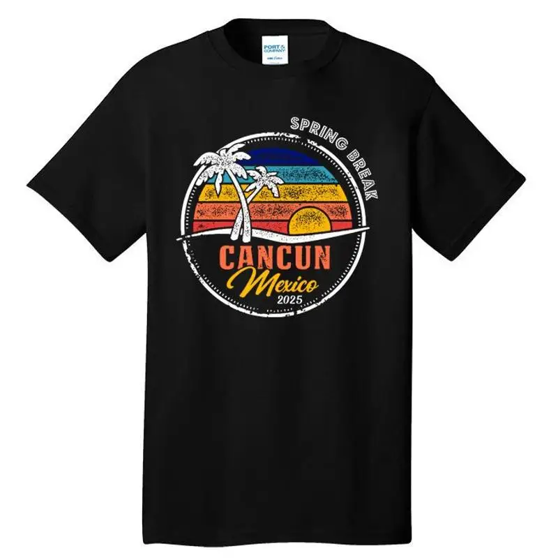

Футболка Spring Break 2025 года Cancun Retro Sunset Tall