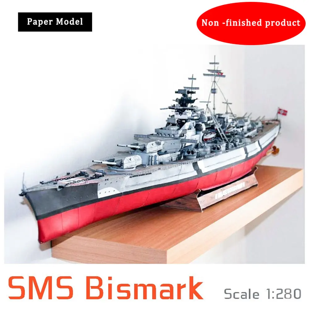 Paper Model German Bismarck Battleship Bismark GPM182 Full Version 1:280 Scale DIY Model Making Kits Birthday Gift for Kids\'