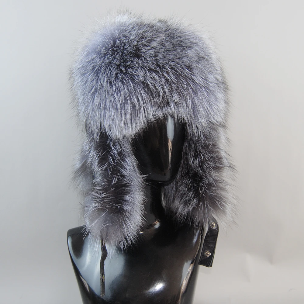 Hot high-end luxury fur hat Men\'s fox fur hat Lei Feng cap ear cap fur necessary hat Real fur hat 100% Sheepskin top fox hat