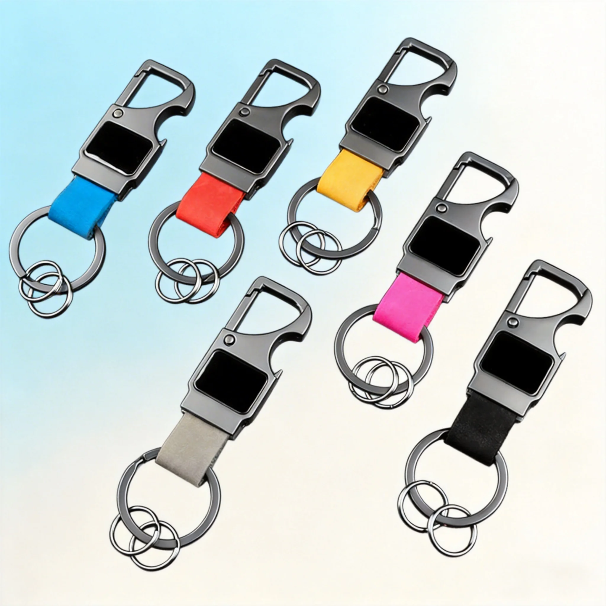 Tactical EDC Stainless Steel Carabiner Keychain with Bottle Opener, One-Hand Quick Release Heavy Duty Key Clip