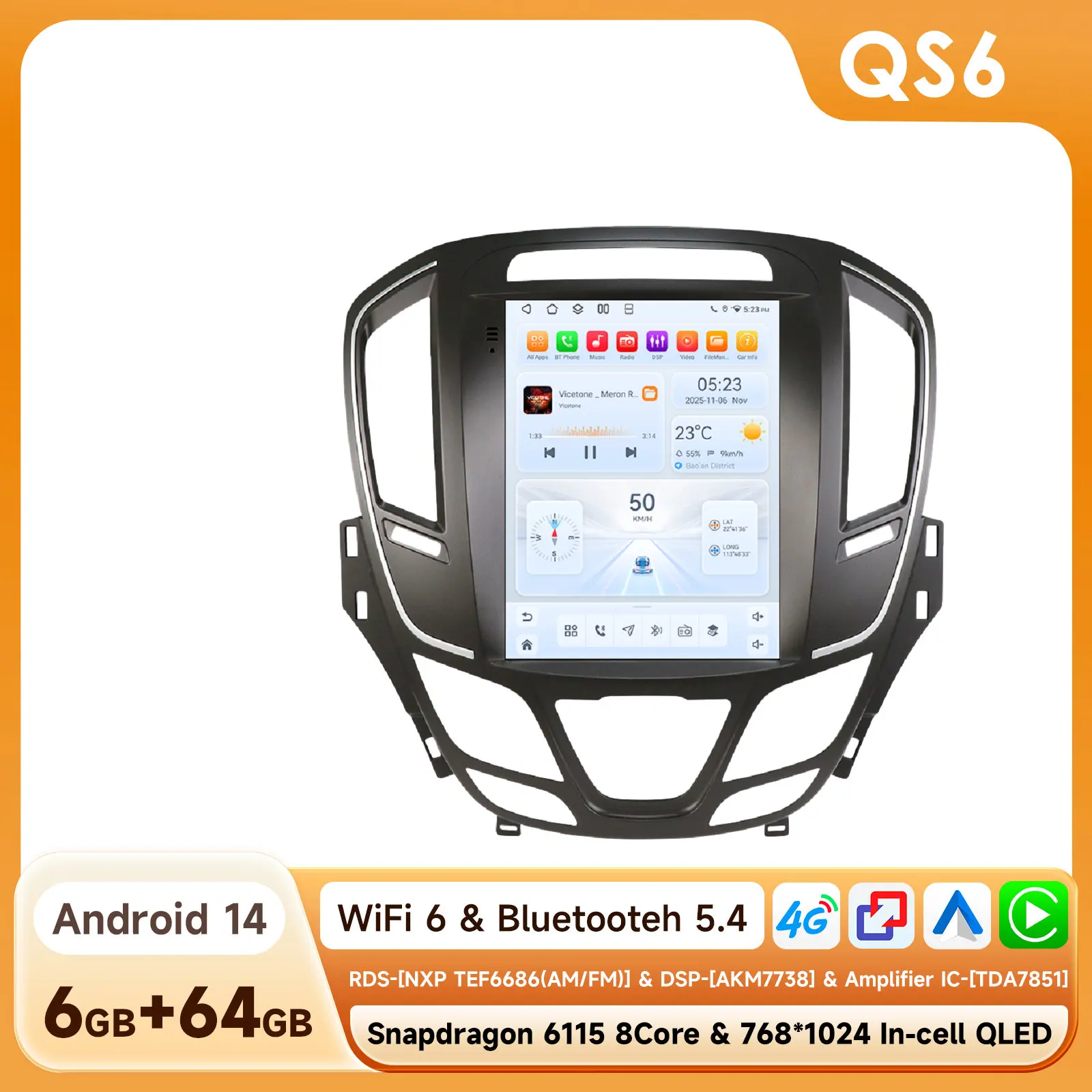 Hizpo 8-core Android autoradio voor Opel Insignia Buick Regal 2014 - 2018 Carplay Android Auto 9,7 inch voor Tesla-stijl radio verticaal scherm multimediaspeler RDS GPS DSP