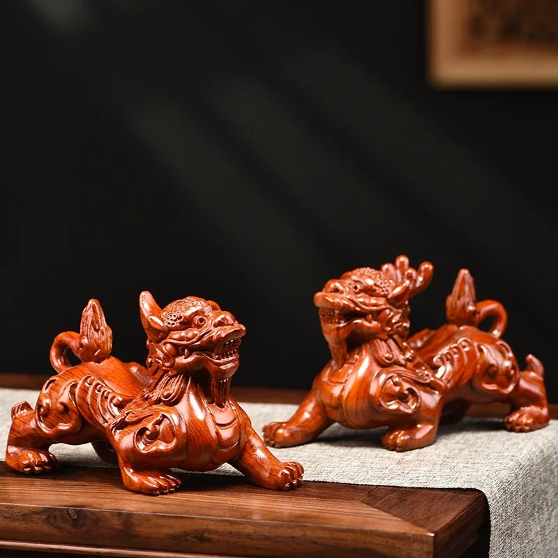 

Pure wood male and female brave ornaments wooden pair rosewood craft gifts living room office decoration gifts