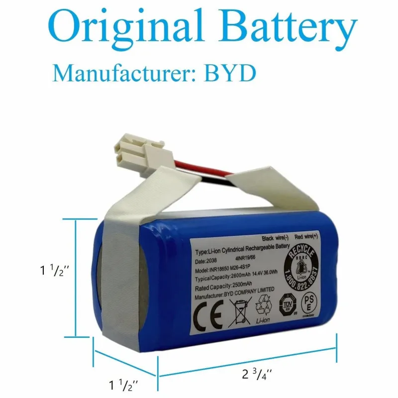 Batterie Lithium 14,8 V 2600 MAh Pour ILIFE A4 / A4s / V7 / A6 / V7s Plus – INR18650 M26-4S1P – Grande Autonomie
