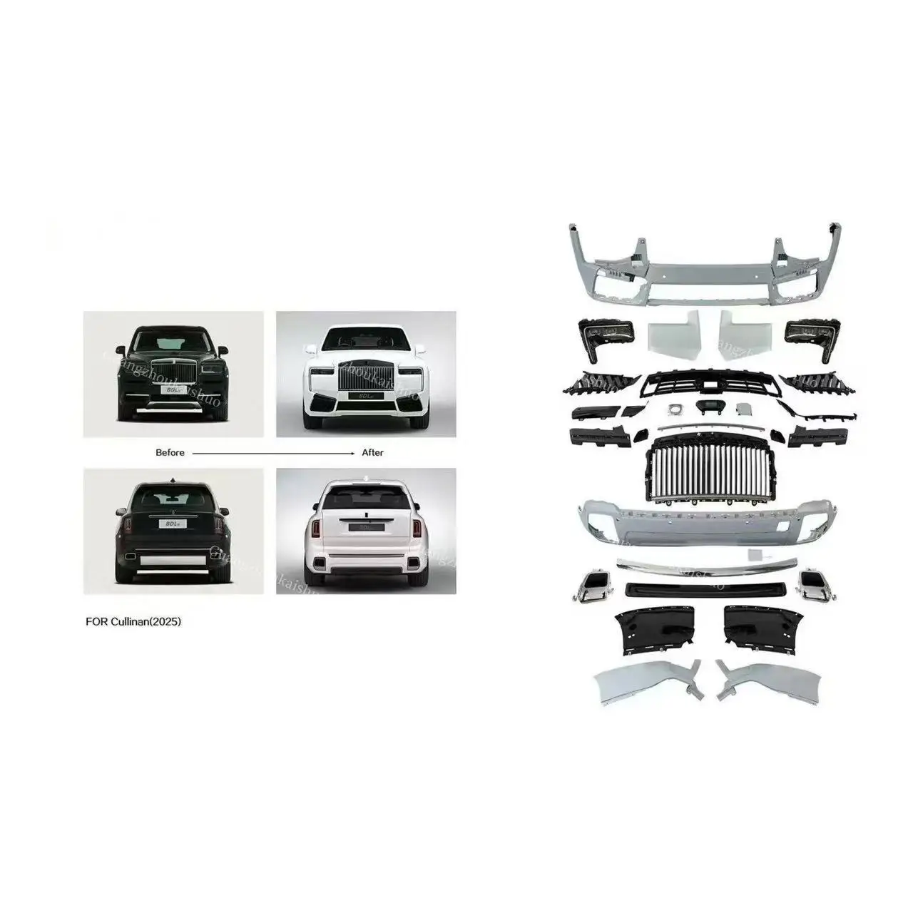 

High-quality goodsBody Kit Front Bumper Rear Bumper HeadLight Grille for Rolls Royce Cullinan Upgrades Old to New Bodykit