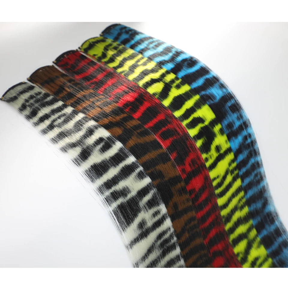Extensiones de cabello con clip estampadas a rayas cabello sintético colorido reflejos 18 pulgadas lacio para uso diario y fiestas 2