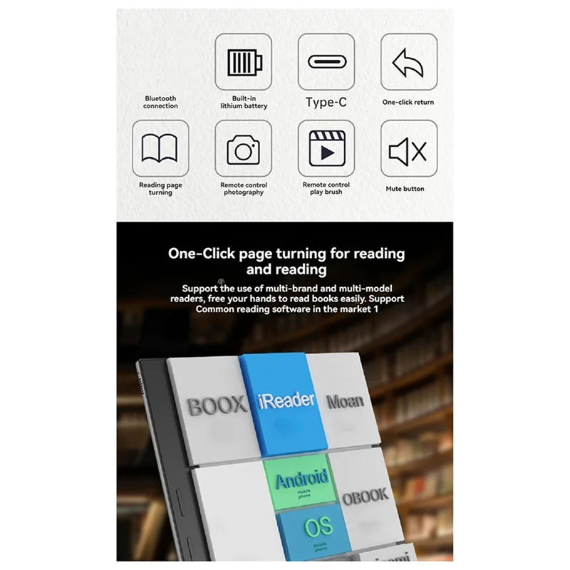 -ABGY BT Page Turner для электронных книг, смартфона, Bluetooth-пульт дистанционного управления для просмотра коротких видео для Android/IOS Lazy Artifact