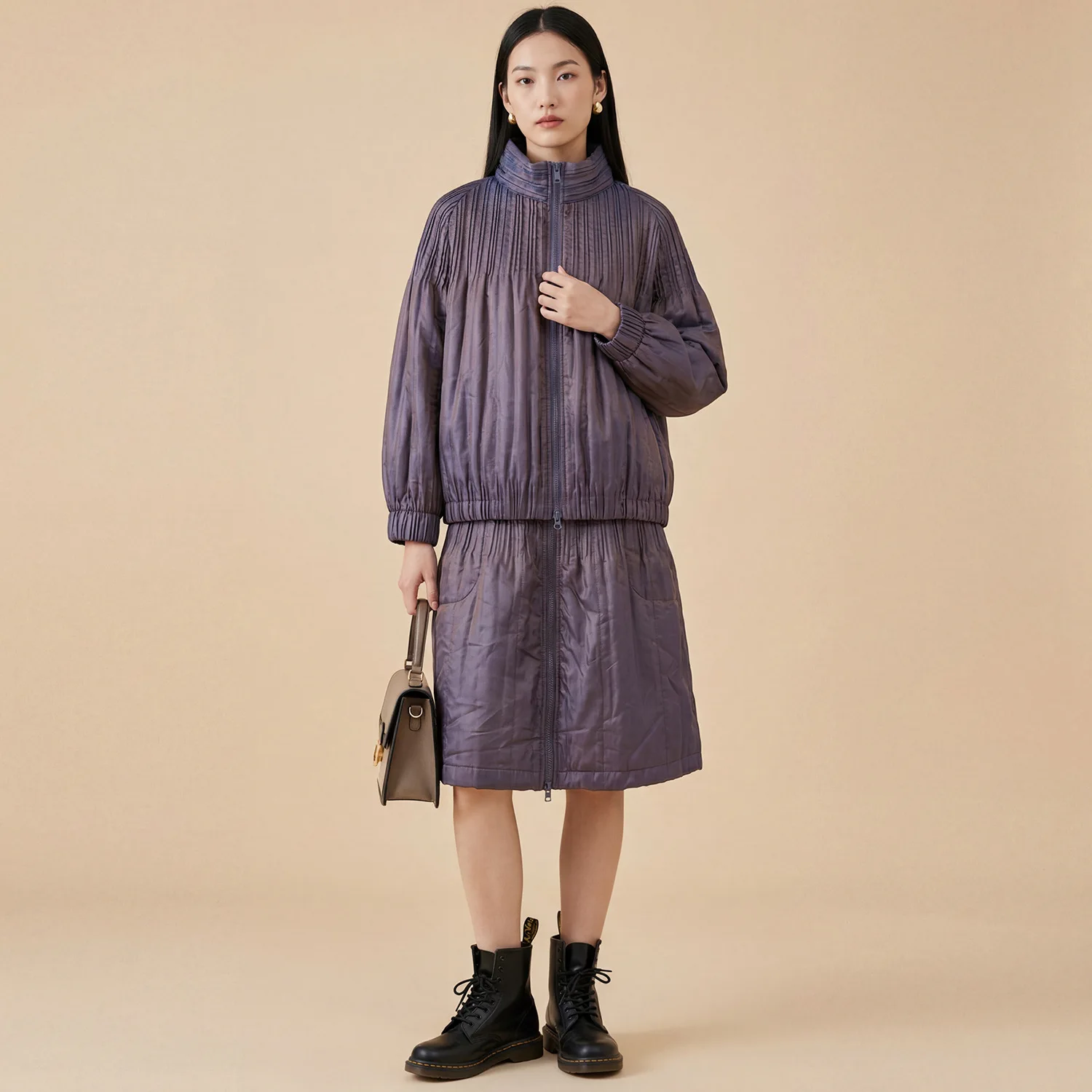 

Комплект из хлопкового пальто и юбки Miyake Fold 2026: Новинка осенне-зимней коллекции, элитный дизайн, градиентный лазерный крой, плиссированная юбка-полусолнце