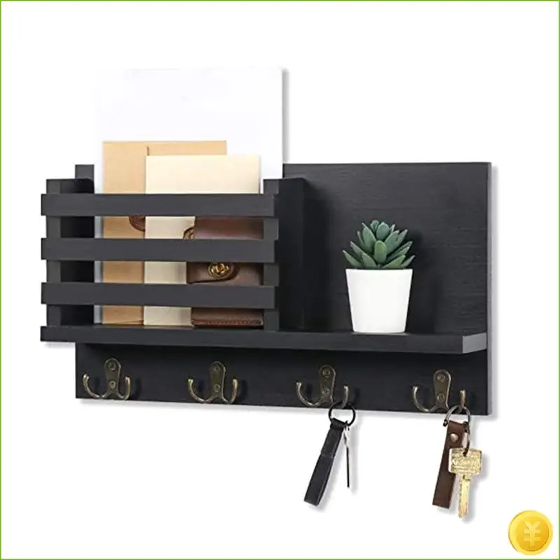 Mail Holder For Wall-Rustic Mail Organizer With Key Hooks For Hallway Kitchen Farmhouse Decor Durable Easy To Use