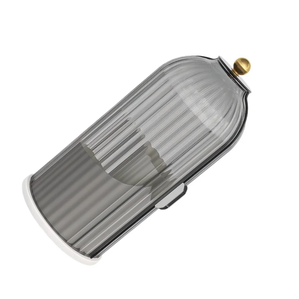 Dust-Proof Clear Toothbrush Holder with 360 Degree Rotation and Three Separate Compartments for Bathroom Organization
