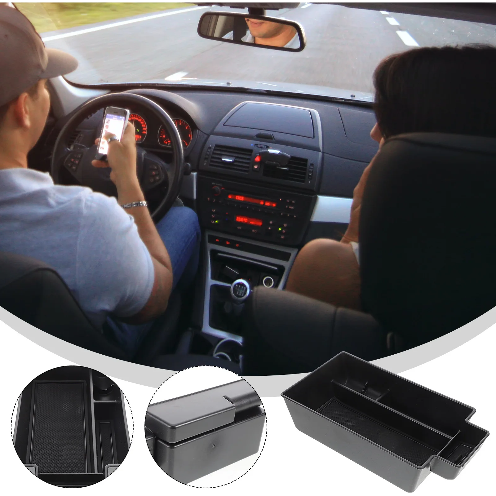 Car Compartment Organizer Center Console ABS Scratch Resistant Storage Tray Road Holder Car Accessories Storage