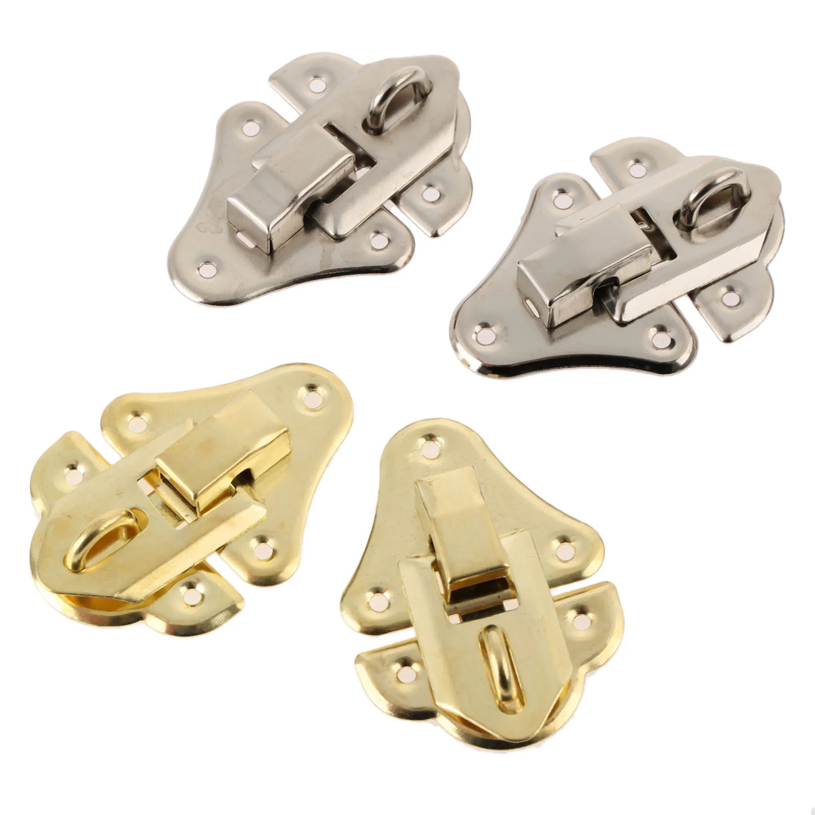 2 قطعة صندوق فضة العتيقة المزالج ديكور غلق بمشبك مزلاج تبديل للمجوهرات صندوق خشبي حقيبة ث/المسمار الأثاث الأجهزة 48*35 مللي متر