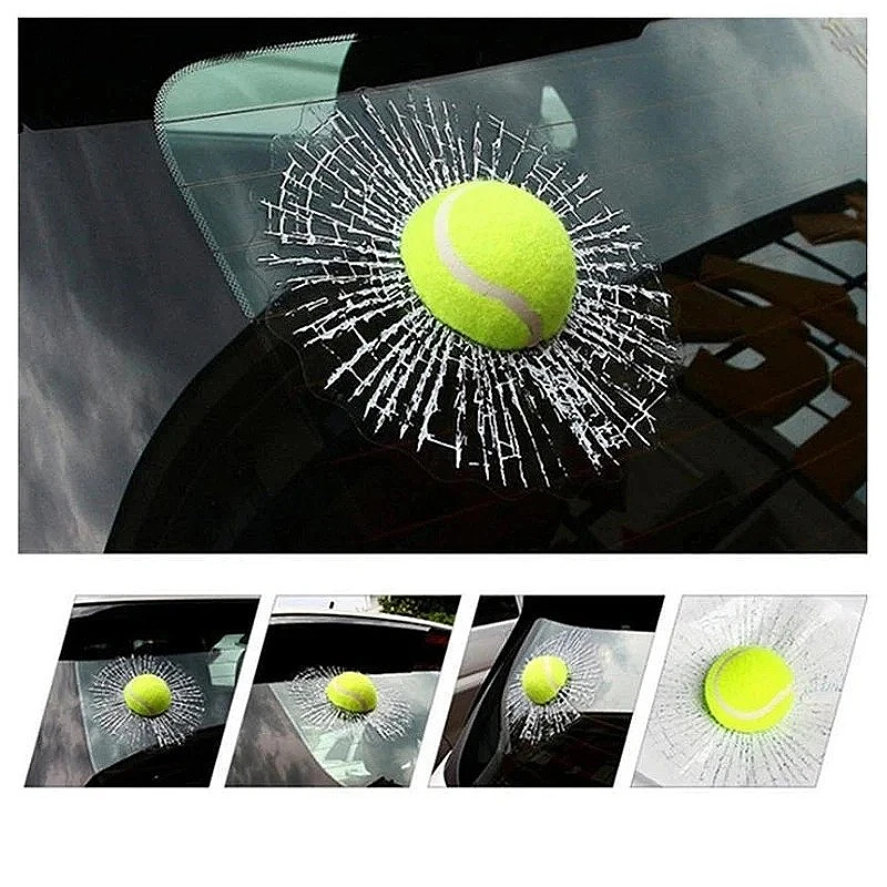 

3D Sports Ball Shattered Glass Car Sticker, Adhesive Window Decal for Auto Decoration
