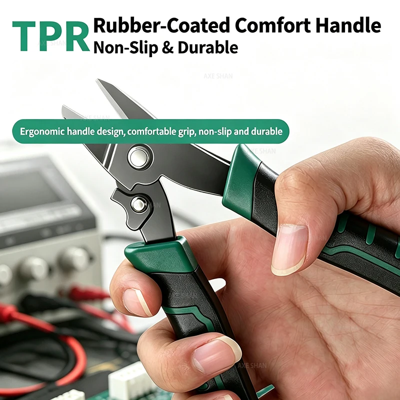 6″ Diagonal Side Cutters 65# Manganese Steel Electronic Shear Pliers TPR Handle for Copper Wire Cable Tie Component Pin Trimming