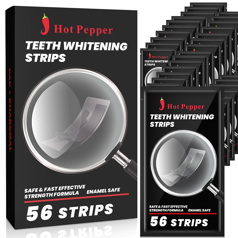 

Hot Pepper Charcoal Teeth Whitening Strips Dental Dentistry Teeth Whitener PAP Professional Tooth Stain Removal White Tool 56Pcs