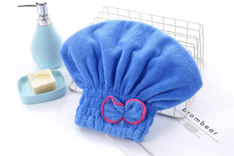 Microfibre Quick Hair Drying Bath Spa Bowknot Wrap Towel Hat Cap for Bath Bathroom Accessories Shower Cap Women Hair head cover