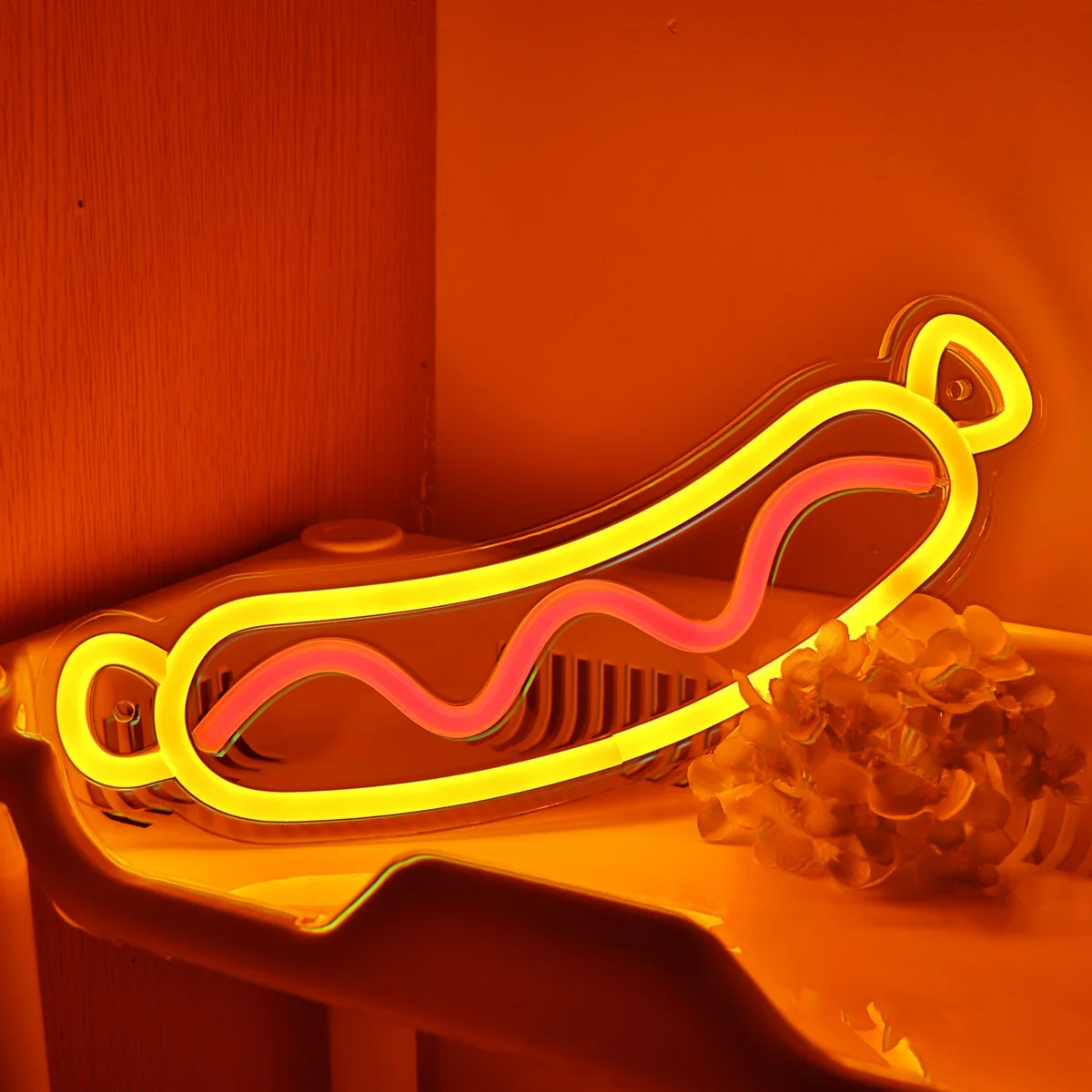 1PC Sausage Bangers LED Wall Neon Art Sign Night Light For Restaurant Shop snack bar Kitchen Decoration 10.98''*3.62''