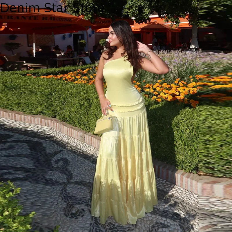 

Светло-желтое платье с открытыми плечами, женское, сексуальное, с открытой спиной, свободное, широкое, струящееся, длинное, 2026 НОВИНКА, весна-лето, для отпуска, пляжное, Vestidos