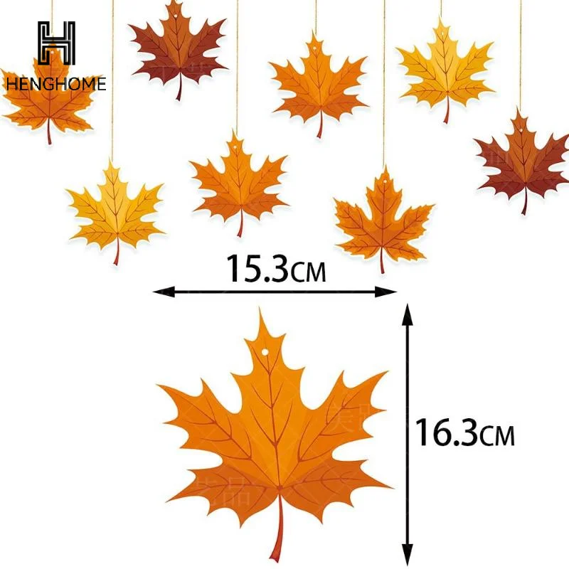 8pcs/set  Autumn Thanksgiving Maple Leaf Hanging Decoration Thanksgiving Pendant Party Hanging Decoration