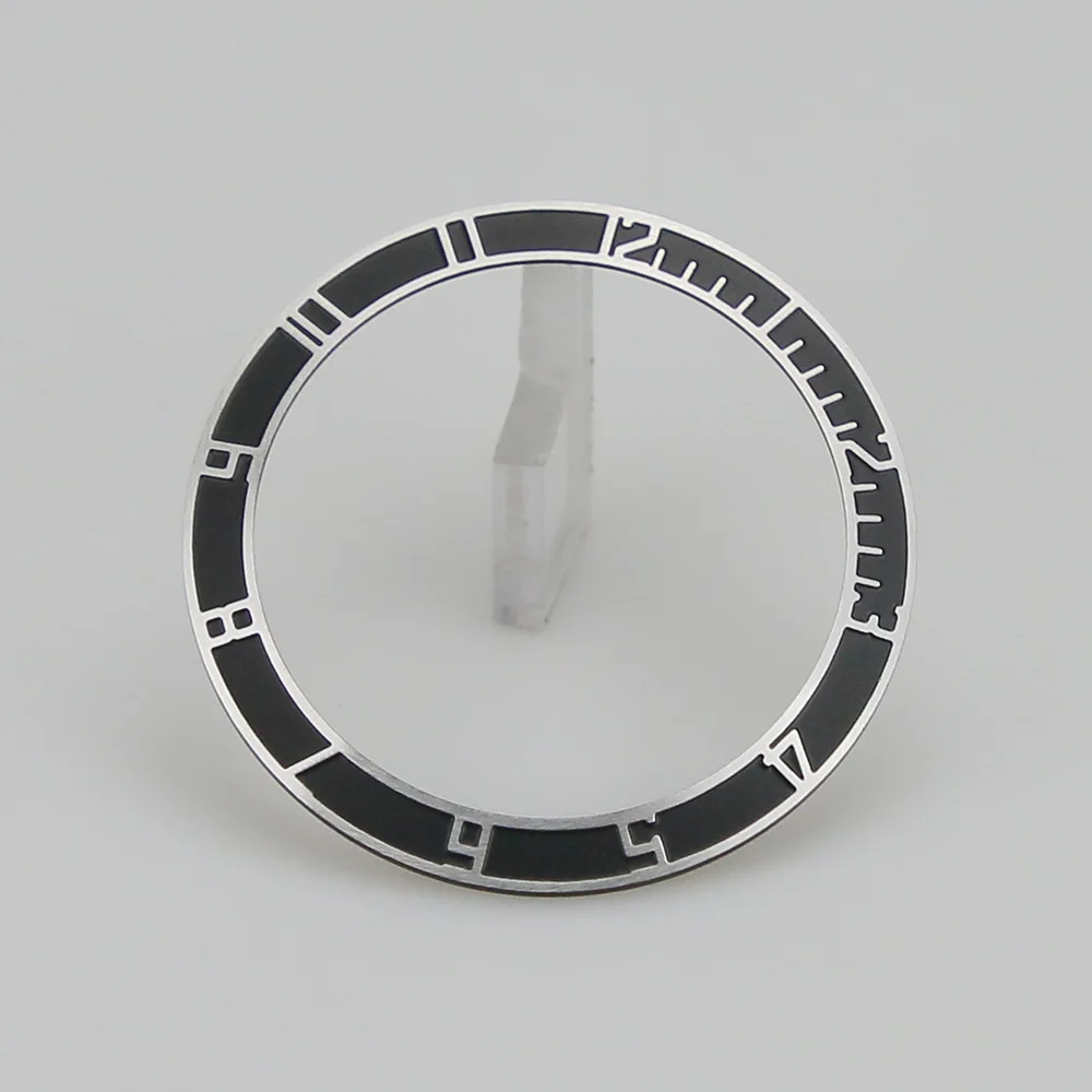 Insertos de bisel de plata y negro, acero inoxidable 316L, 38mm, SXK007, pendiente, número elevado