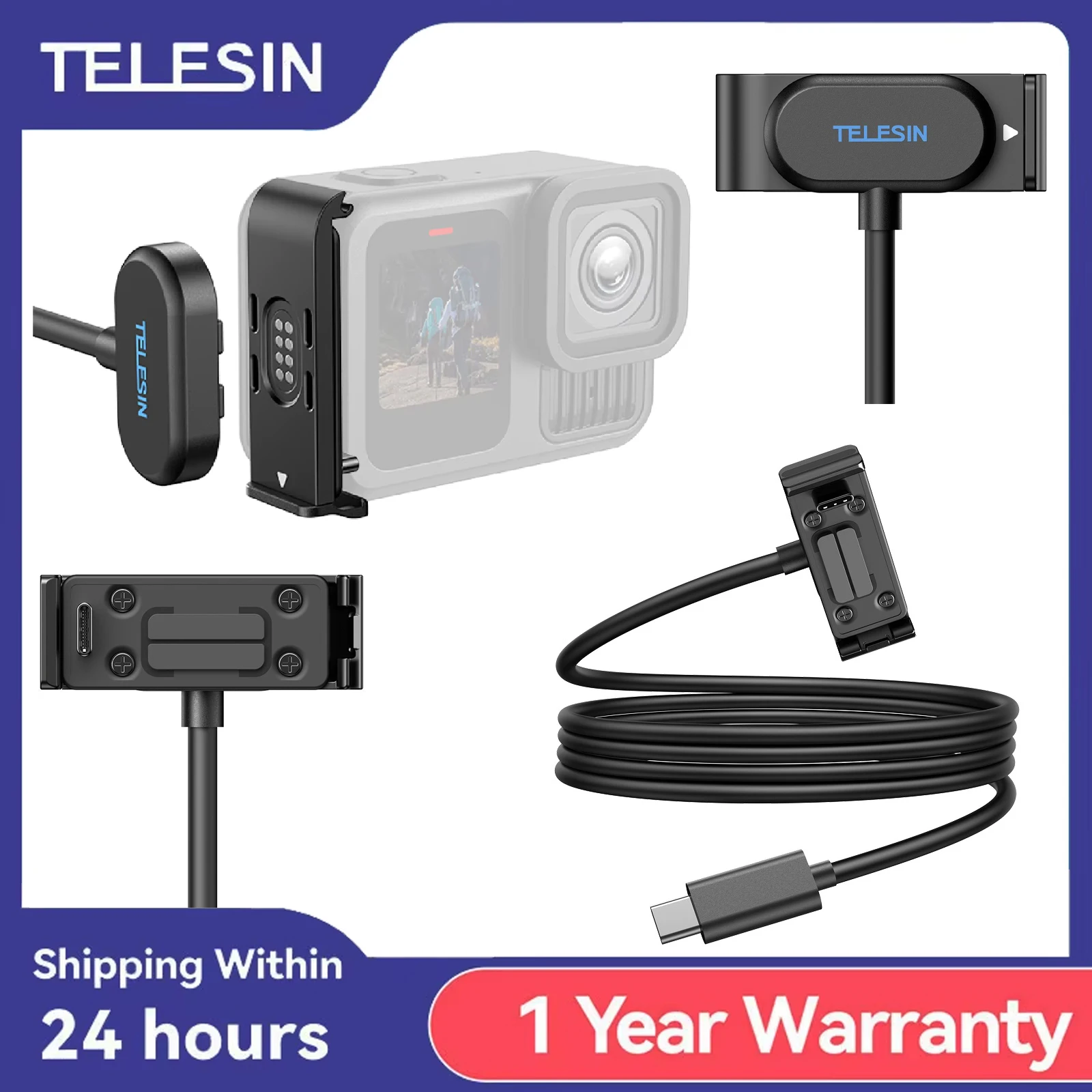 TELESIN ? KIT de câbles de couverture latérale de chargement magnétique étanche, pour Gopro hero 9 10 11 12 13 type-c, Port de couverture de chargement facile et amovible TELESIN ? KIT de câbles de couverture latérale de chargement magnétique étanche, pour Gopro hero 9 10 11 12 13 type-c, Port de couverture de chargement facile et amovible