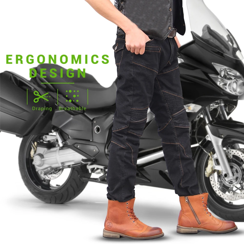 Retro Motorcycle Jeans Men Wear Resistant Motocross Pants Wearable CE Protective Gear Riding Moto Spring Jeans The Four Seasons